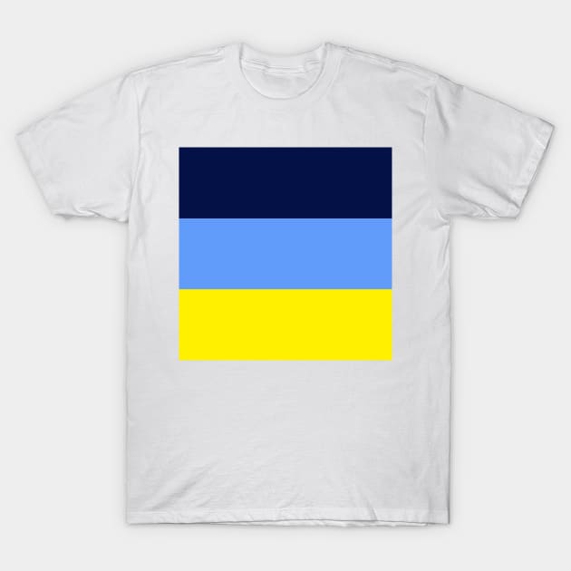 NAVY BLUE - BLUE - YELLOW  3 COLORS STRIPED PATTERN BEACH THEME COLORS T-Shirt by colorsandpatterns